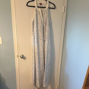 STAUD White and Blue Maxi Dress